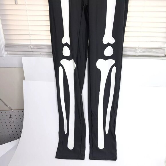 Spooktacular Creations Halloween Costume L Skeleton Jumpsuit Gloves Glow In Dark - Picture 4 of 11